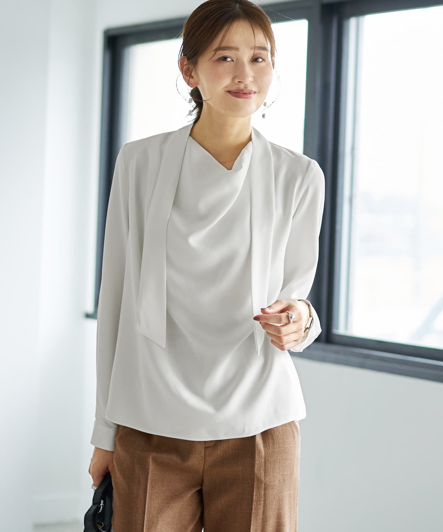 STYLE DELI「タイ付き首元ドレープブラウス」|シャツ・ブラウス|