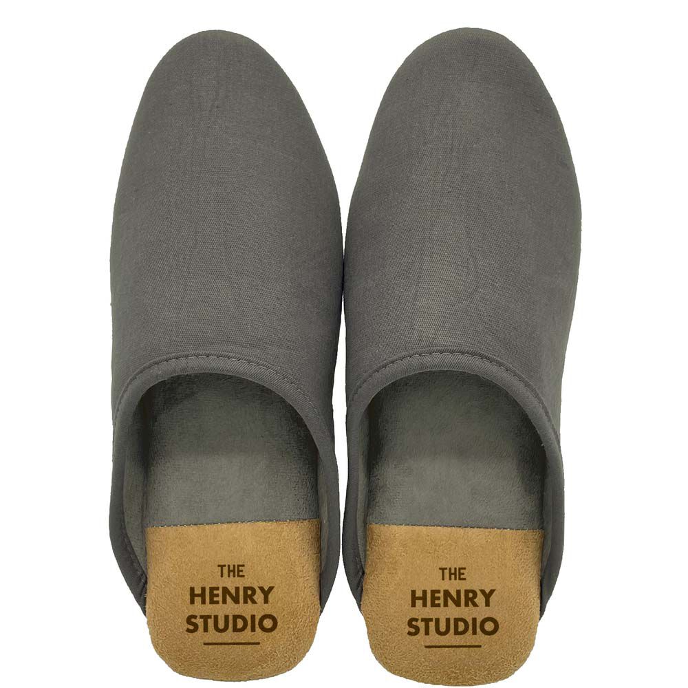 BACKYARD FAMILY「スリッパ オシャレ 通販 ヘンリースタジオ かかとアクセントスリッパ 前詰まりスリッパ」|ルームシューズ|グレー1
