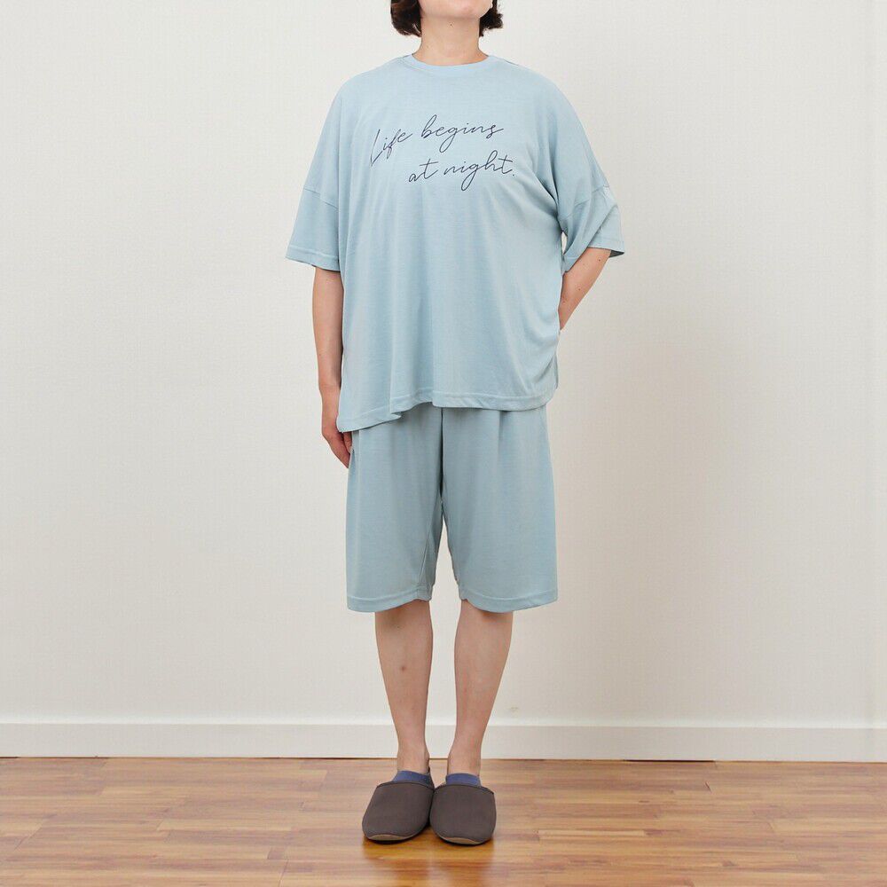 BACKYARD FAMILY「ルームウェア レディース 半袖 通販 トップス ボトムス 上下セット 涼しい 5分袖 女性 大人」|ルームウェア|グリーン1