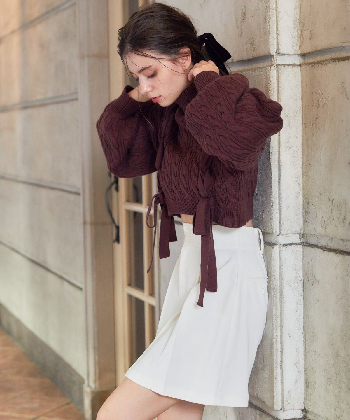 REDYAZEL「タックプリーツミニスカート」|フレア|