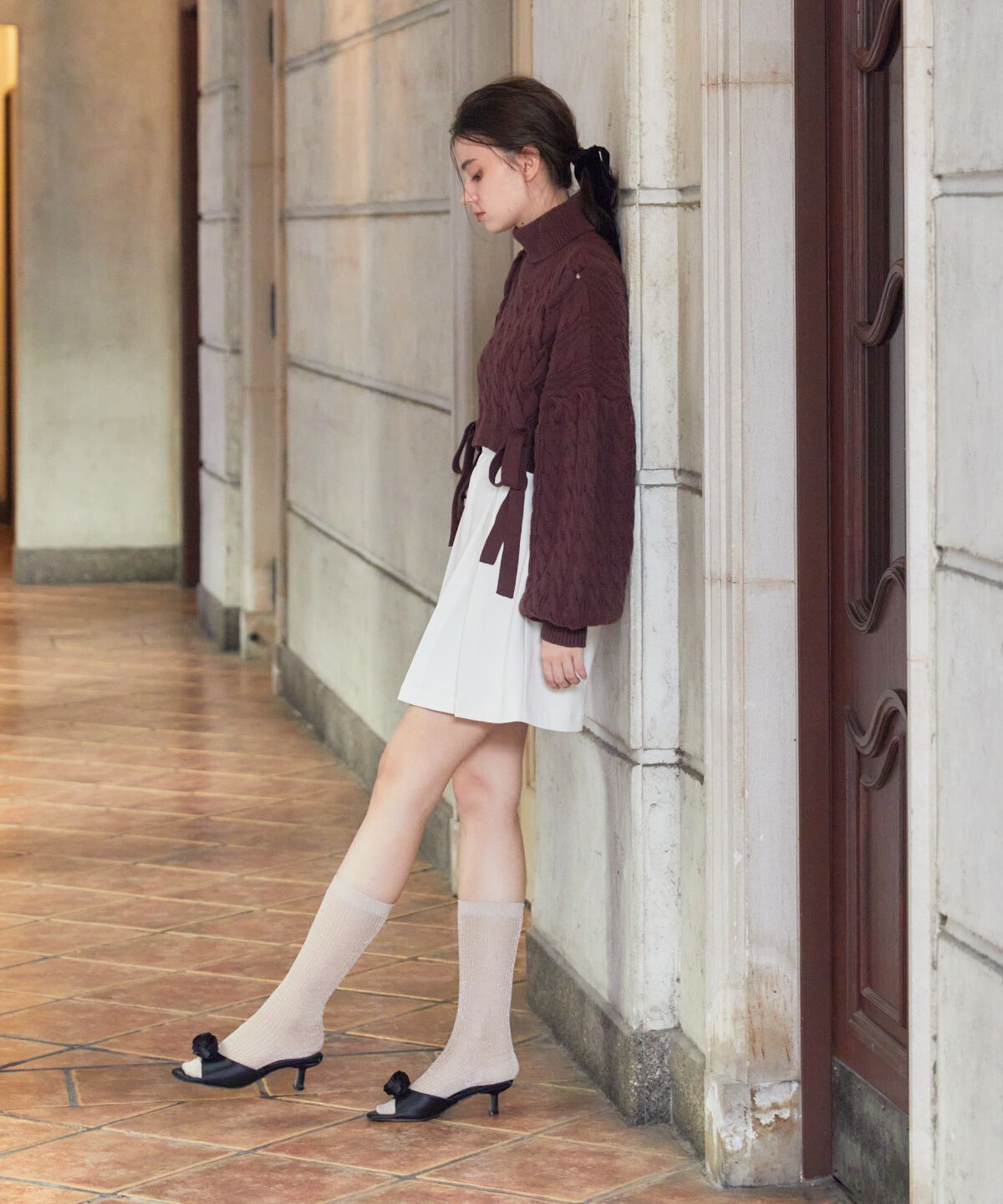 REDYAZEL「タックプリーツミニスカート」|フレア|