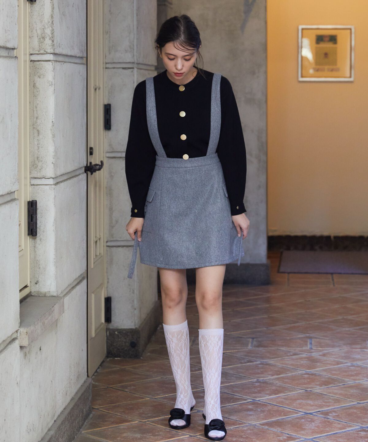 REDYAZEL「ゴールドボタンニットカーディガン」|カーディガン|