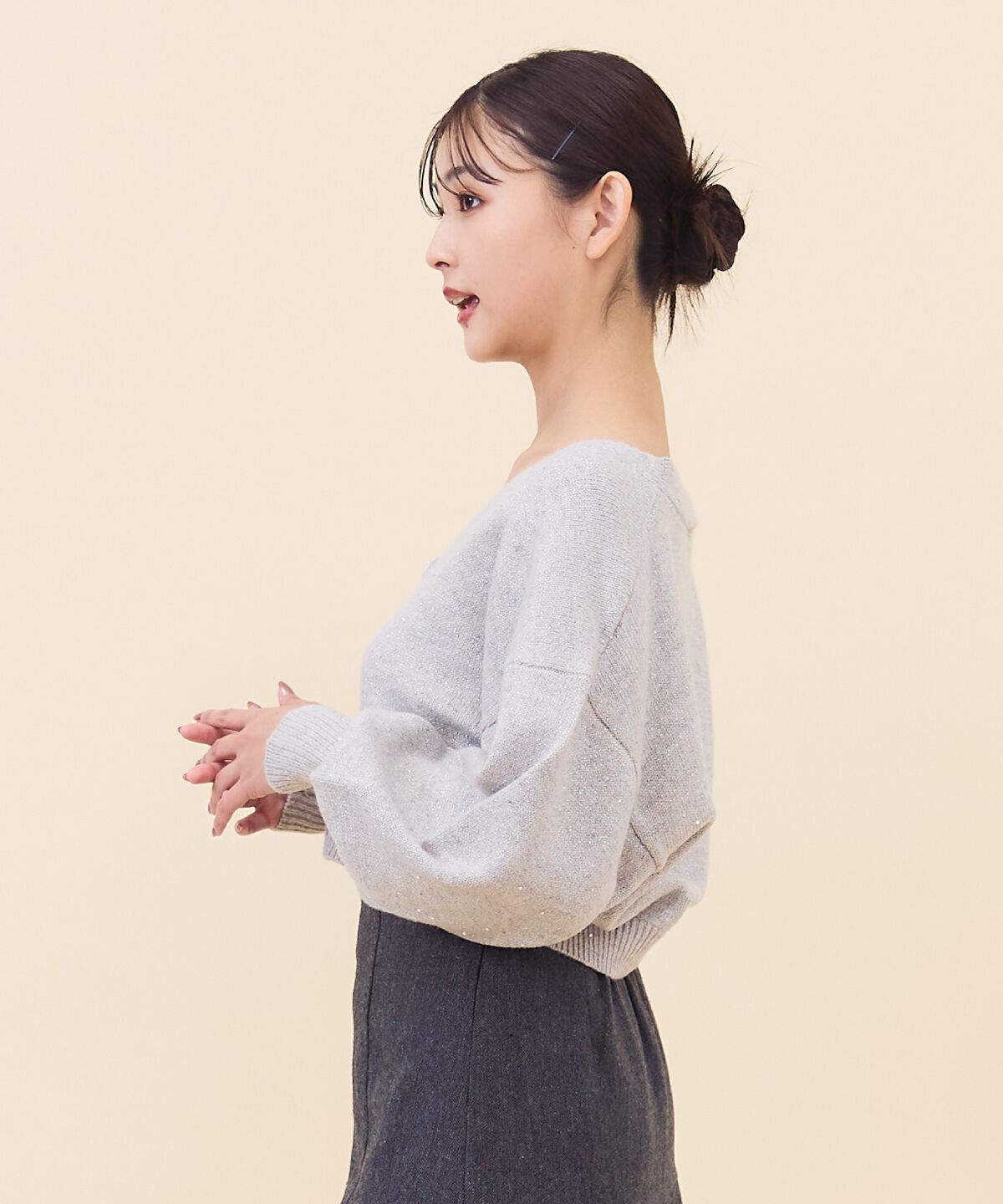 REDYAZEL「ラメスパンコールショートカーディガン」|カーディガン|