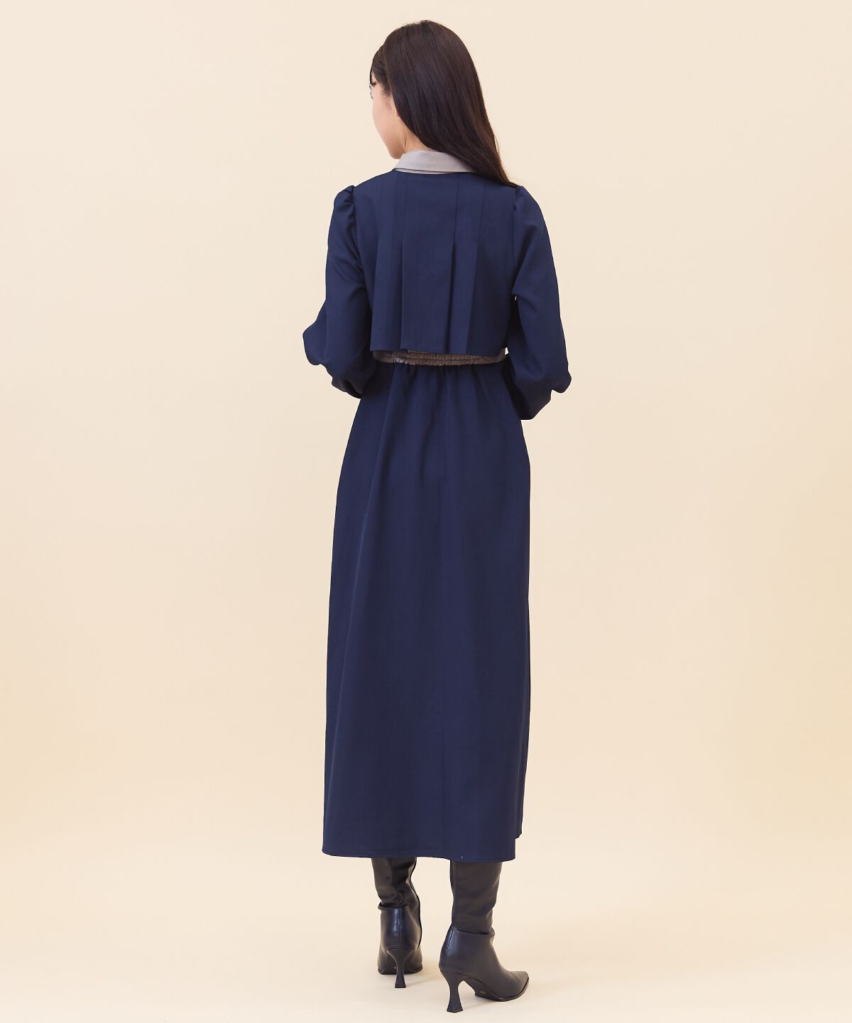 REDYAZEL「バイカラータックプリーツシャツワンピース」|ワンピース|