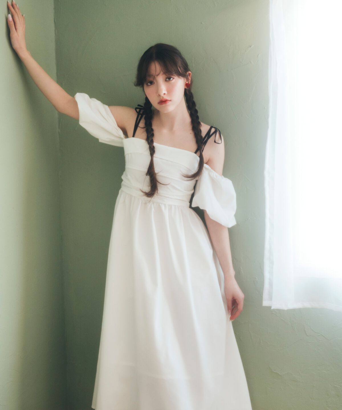 REDYAZEL「リボンショルダーオフショルロングワンピース」|ワンピース|オフ