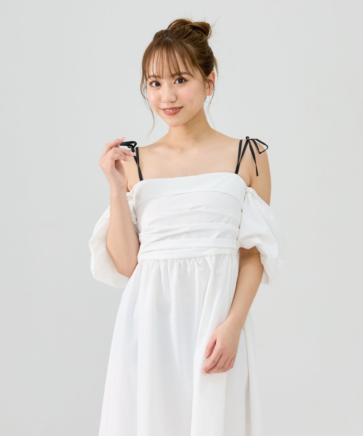 REDYAZEL「リボンショルダーオフショルロングワンピース」|ワンピース|