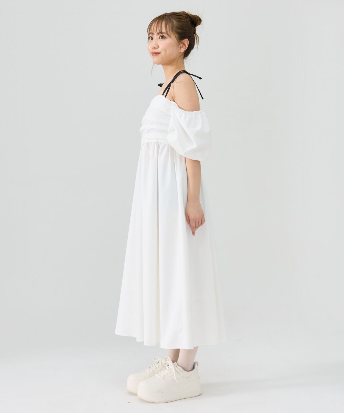 REDYAZEL「リボンショルダーオフショルロングワンピース」|ワンピース|