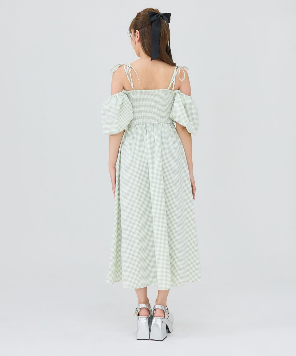 REDYAZEL「リボンショルダーオフショルロングワンピース」|ワンピース|