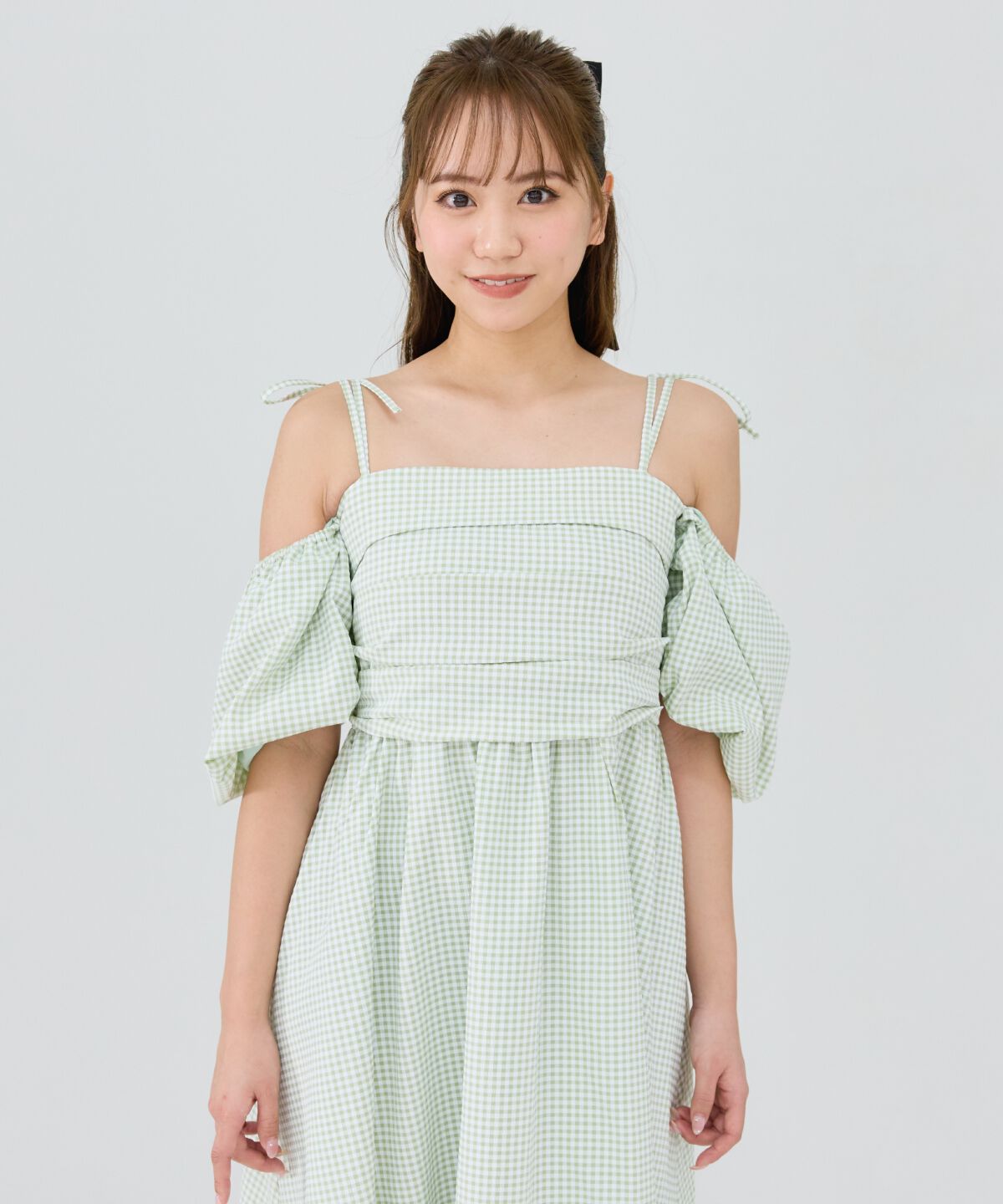 REDYAZEL「リボンショルダーオフショルロングワンピース」|ワンピース|