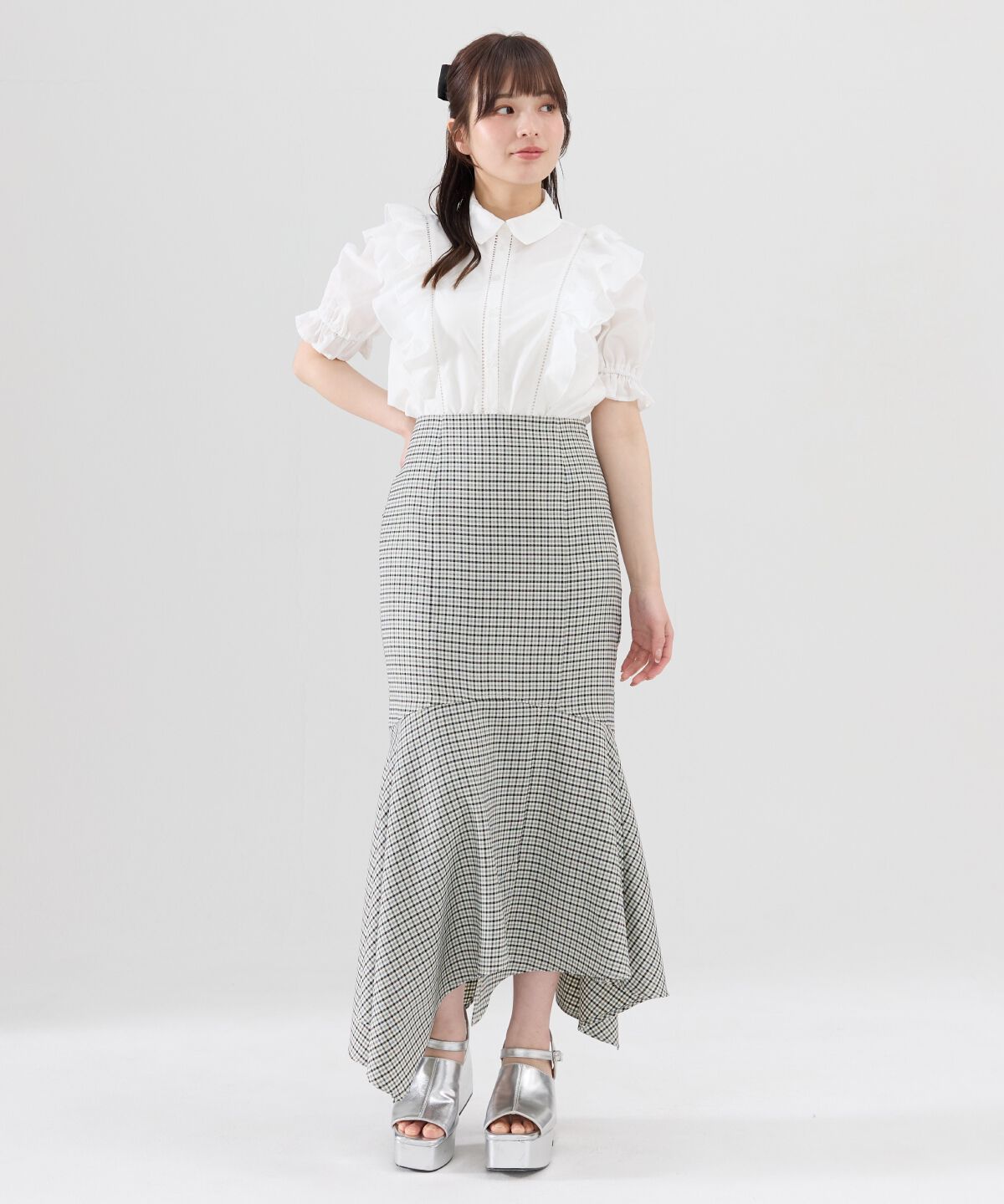 REDYAZEL「チェックマーメイドスカート」|タイト|ミント