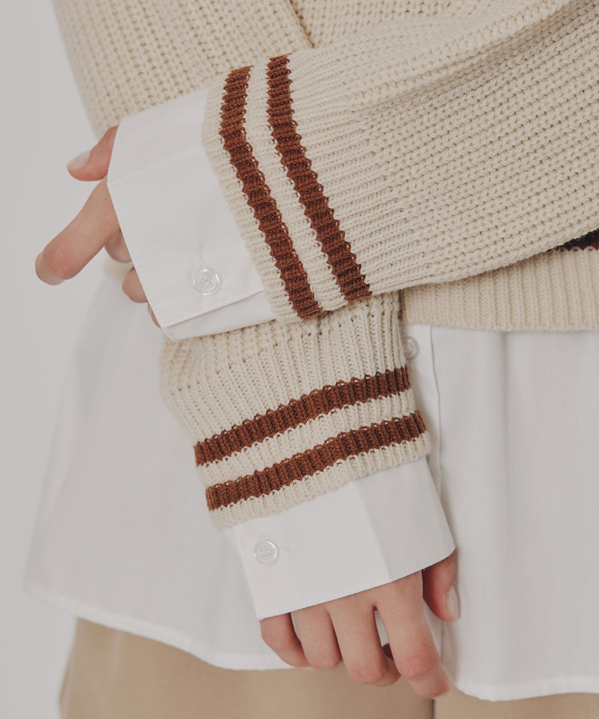 REDYAZEL「レイヤードシャツドッキングニットプルオーバー」|ニット・セーター|