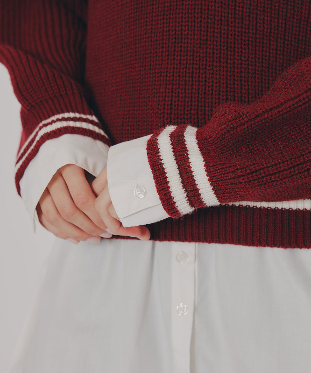 REDYAZEL「レイヤードシャツドッキングニットプルオーバー」|ニット・セーター|