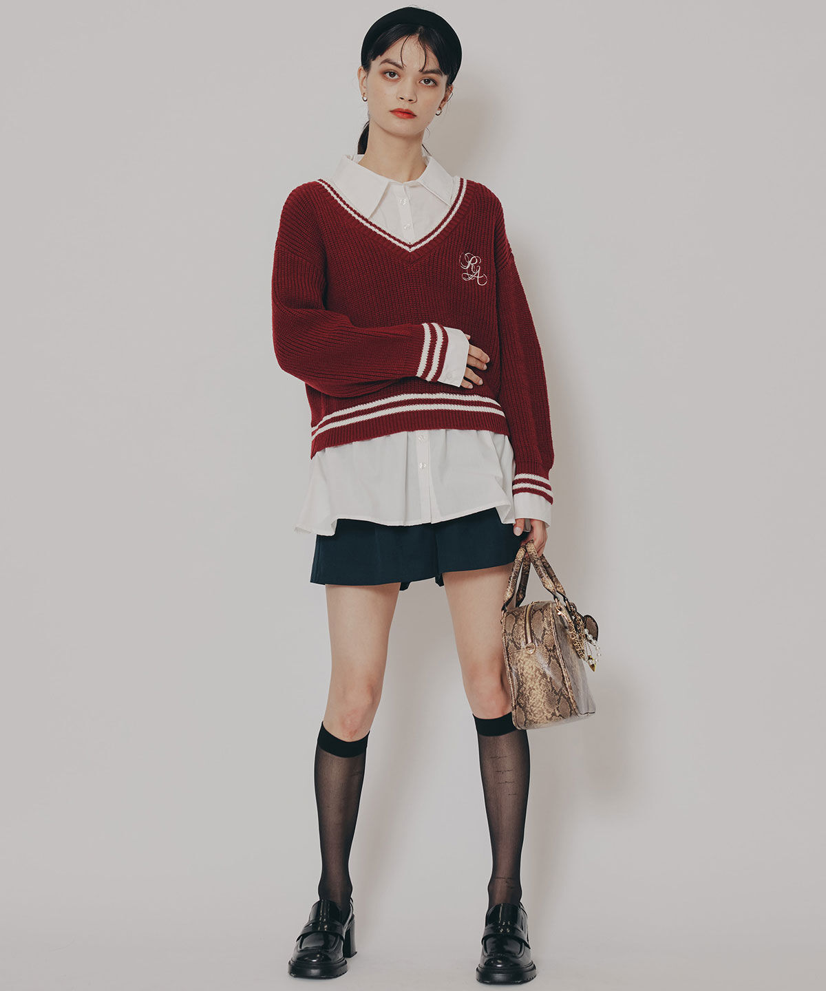 REDYAZEL「レイヤードシャツドッキングニットプルオーバー」|ニット・セーター|