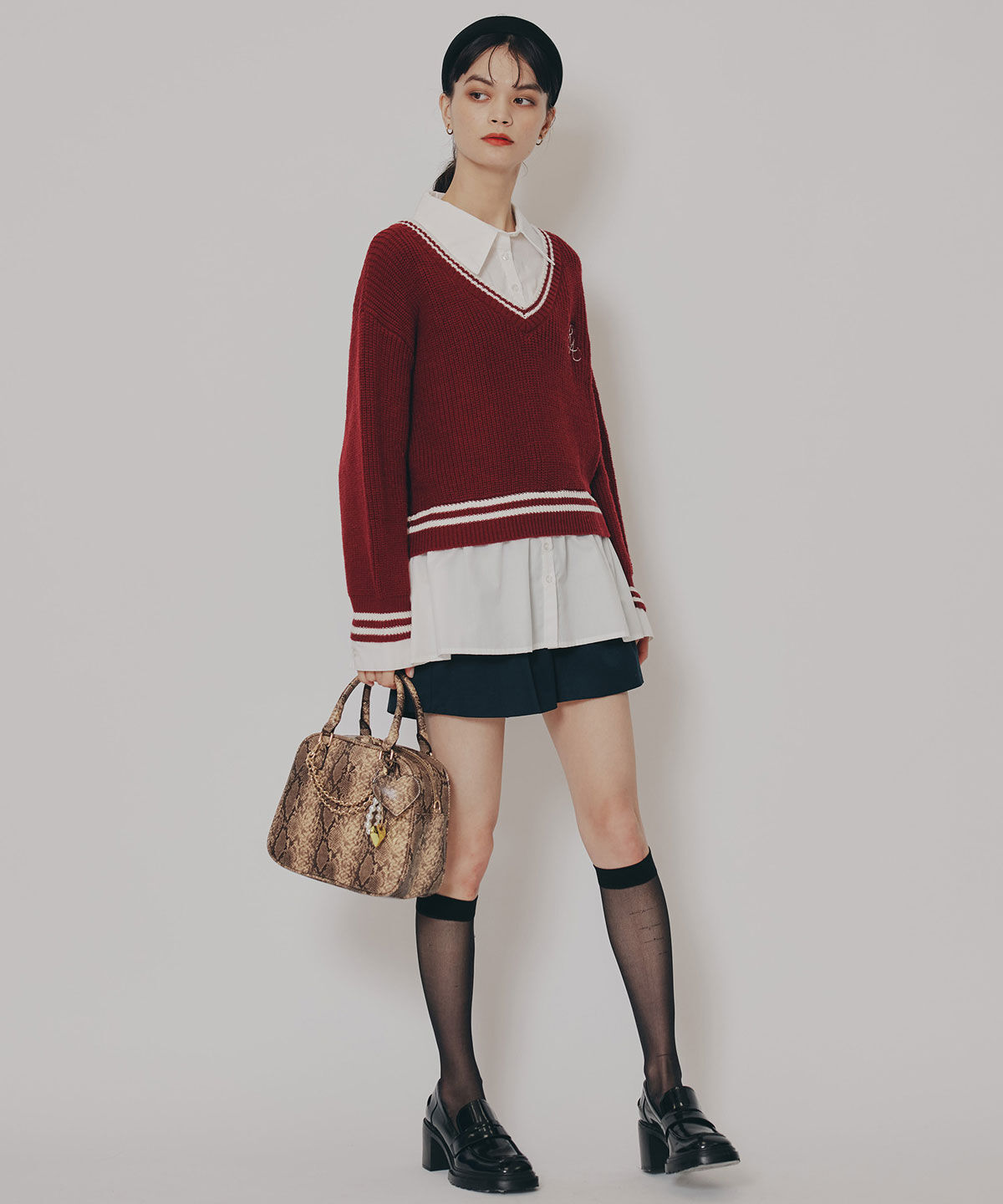 REDYAZEL「レイヤードシャツドッキングニットプルオーバー」|ニット・セーター|