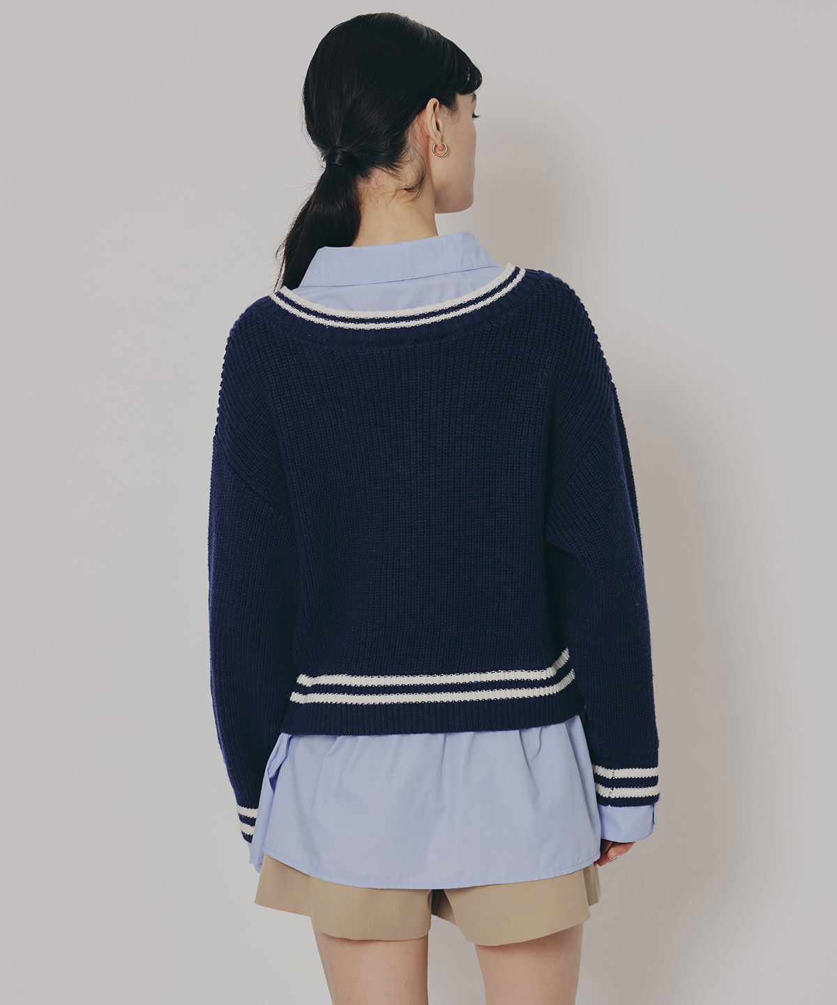 REDYAZEL「レイヤードシャツドッキングニットプルオーバー」|ニット・セーター|