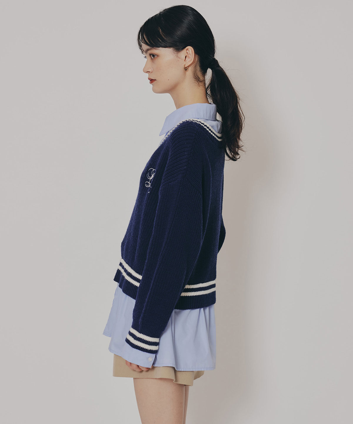 REDYAZEL「レイヤードシャツドッキングニットプルオーバー」|ニット・セーター|