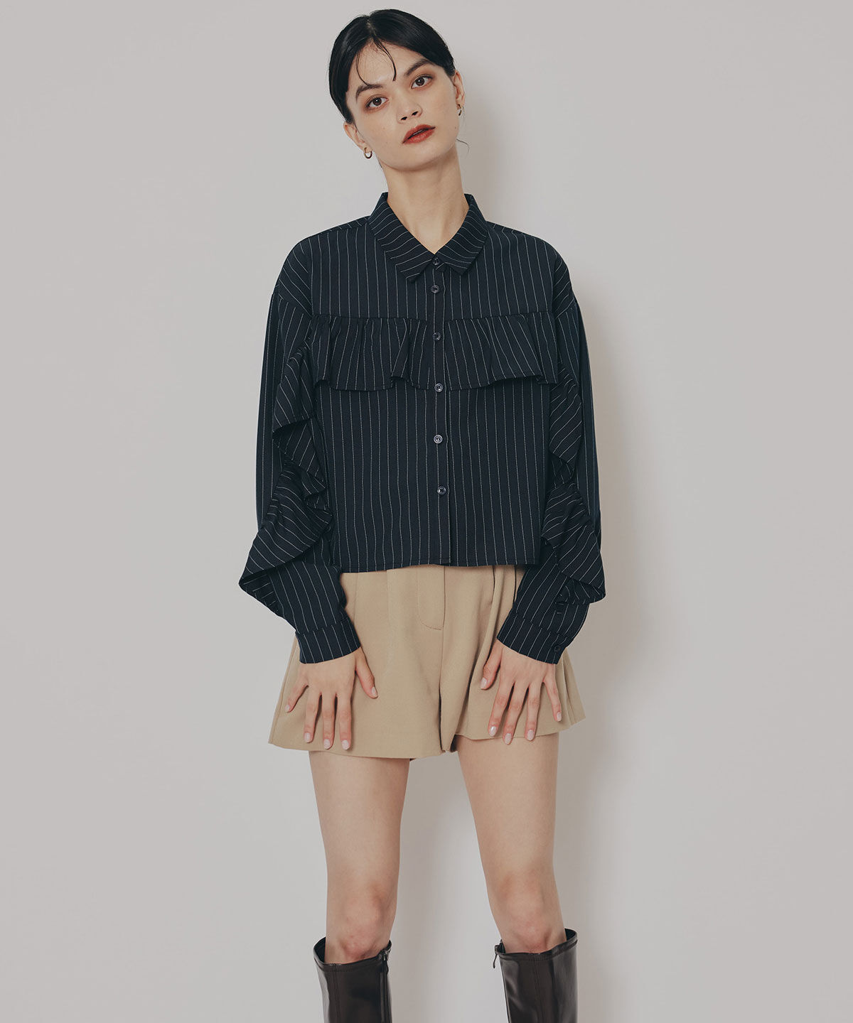 REDYAZEL「フリルラインストライプブラウス」|シャツ・ブラウス|