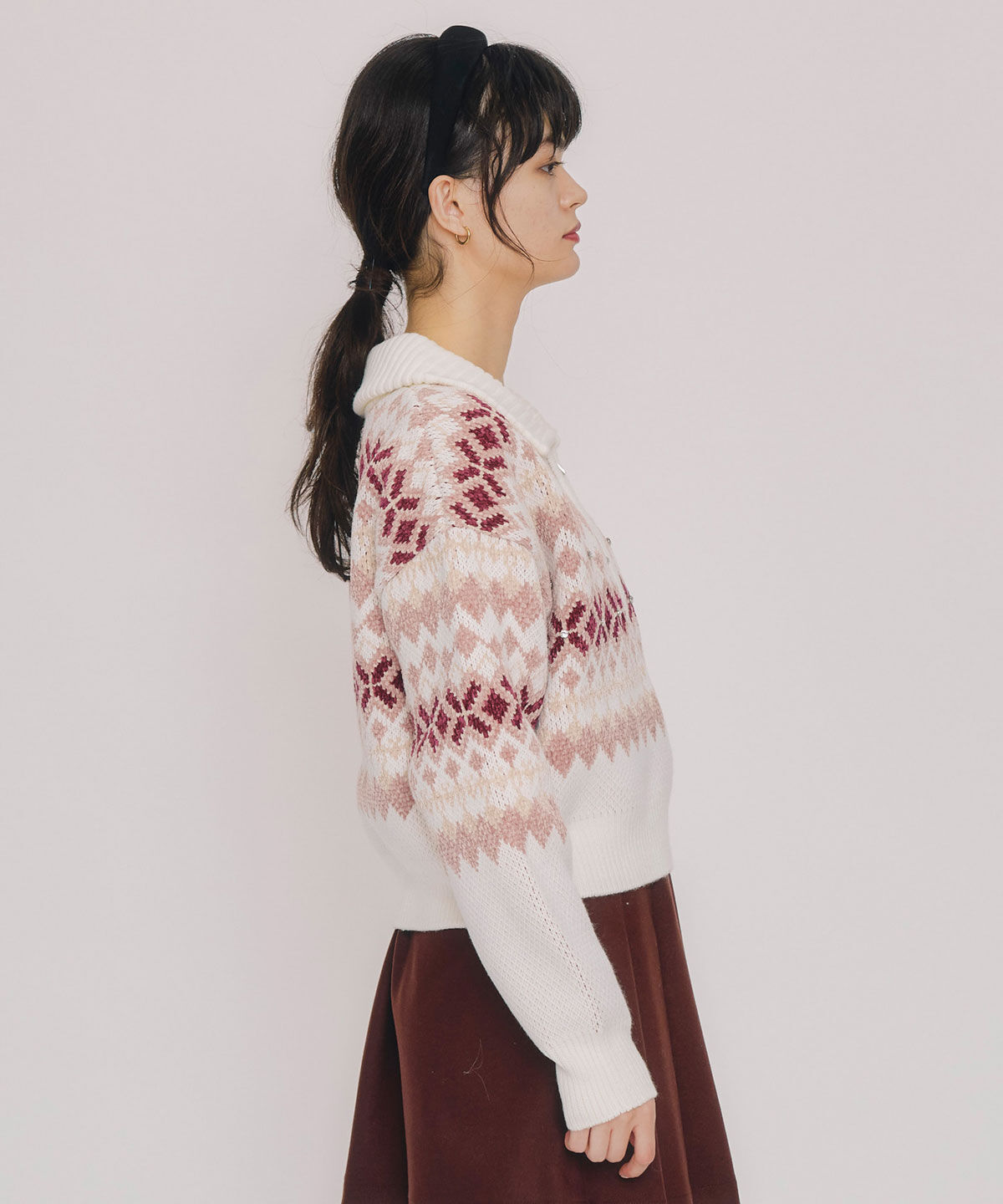 REDYAZEL「ビジューノルディックデザインニットプルオーバー」|ニット・セーター|