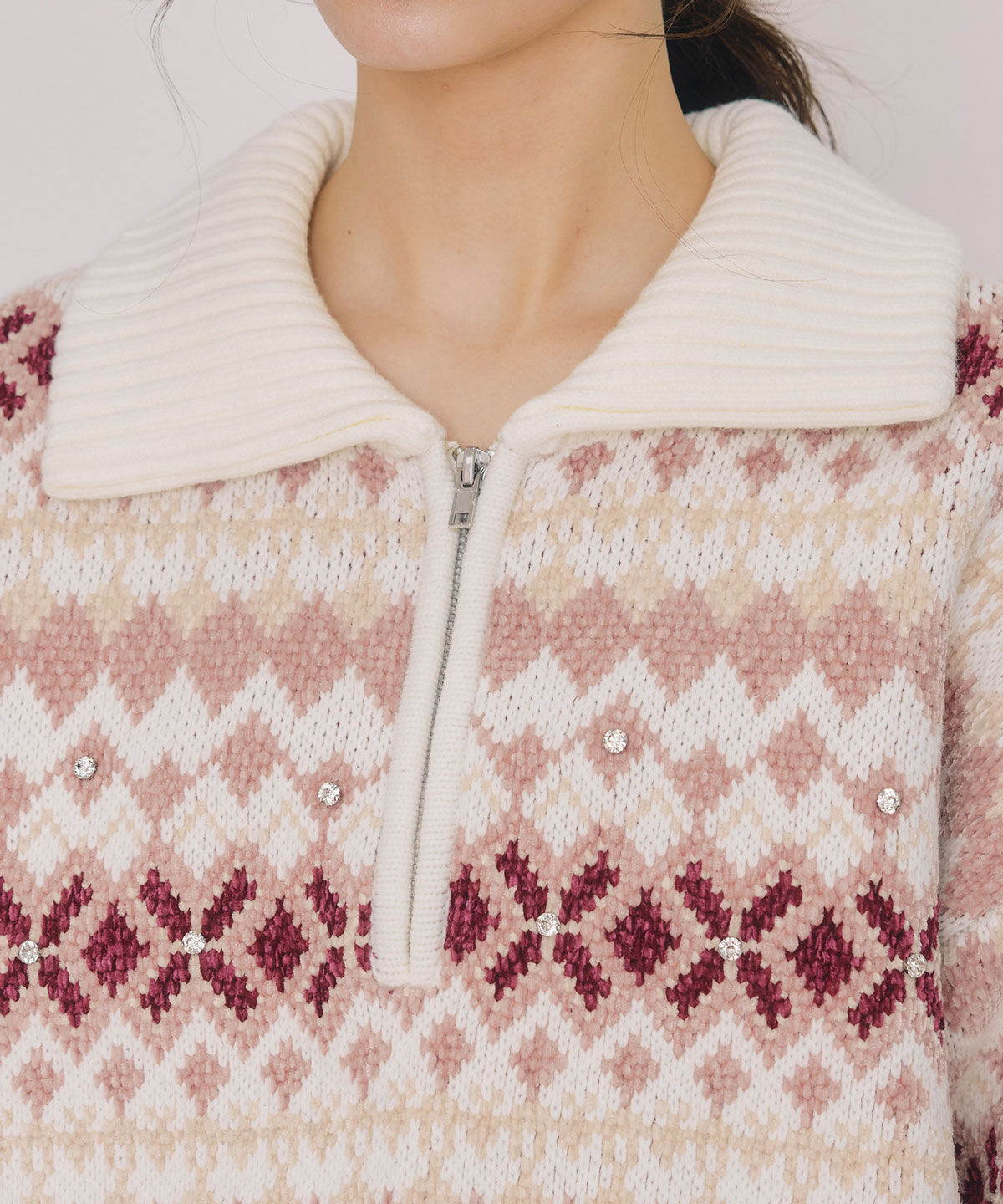 REDYAZEL「ビジューノルディックデザインニットプルオーバー」|ニット・セーター|