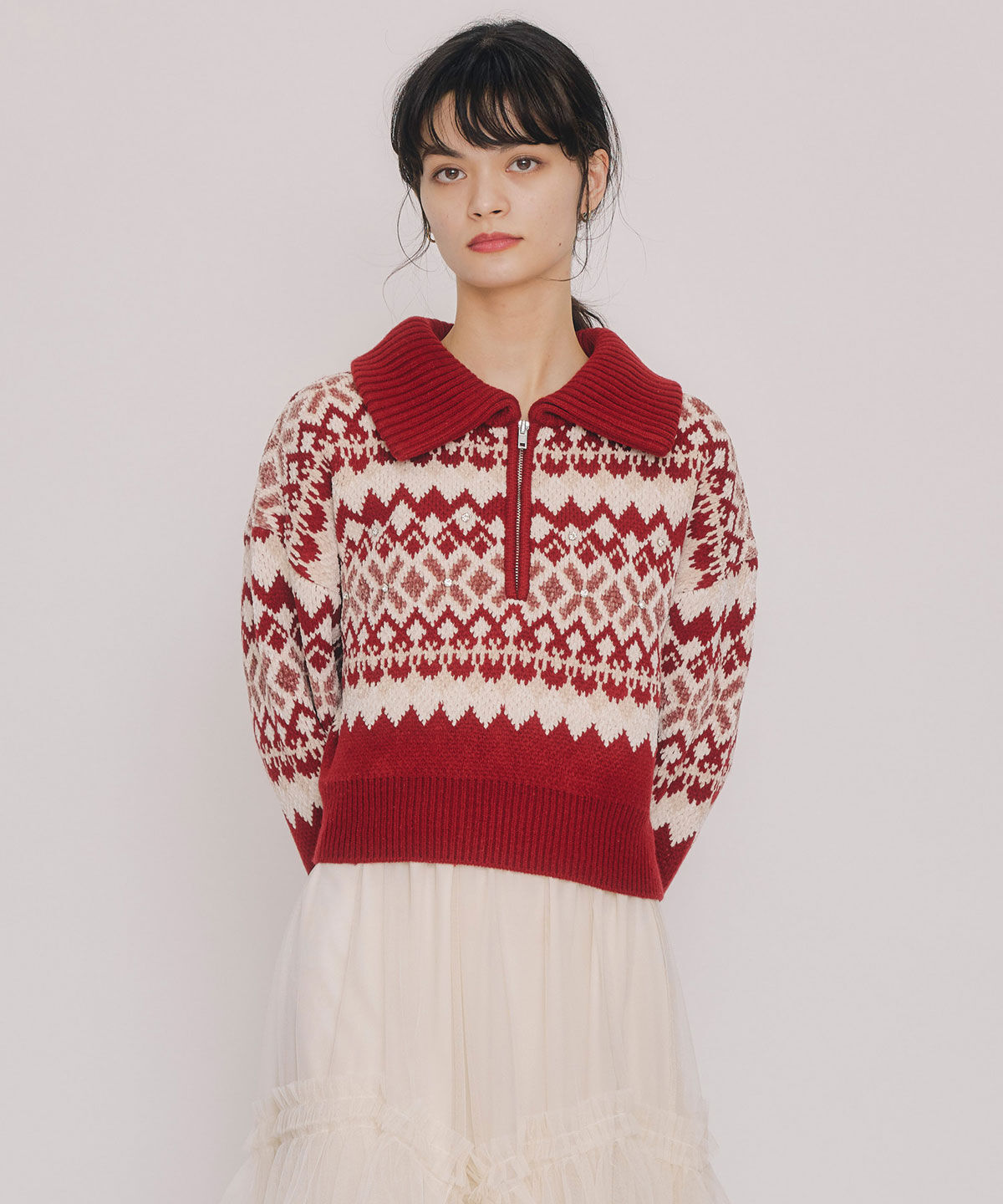 REDYAZEL「ビジューノルディックデザインニットプルオーバー」|ニット・セーター|
