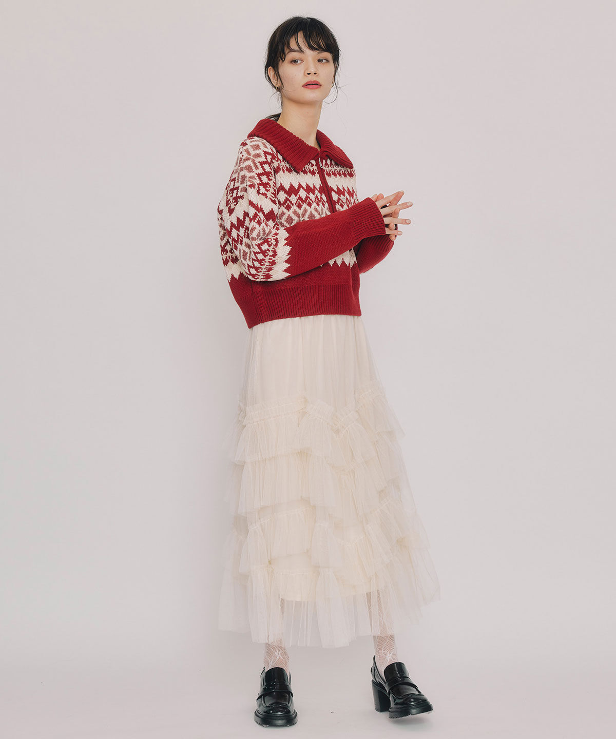 REDYAZEL「ビジューノルディックデザインニットプルオーバー」|ニット・セーター|