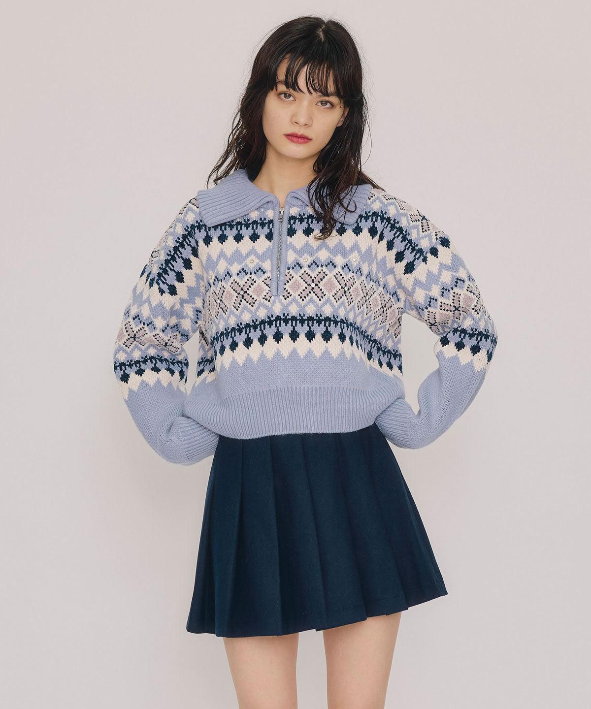 REDYAZEL「ビジューノルディックデザインニットプルオーバー」|ニット・セーター|