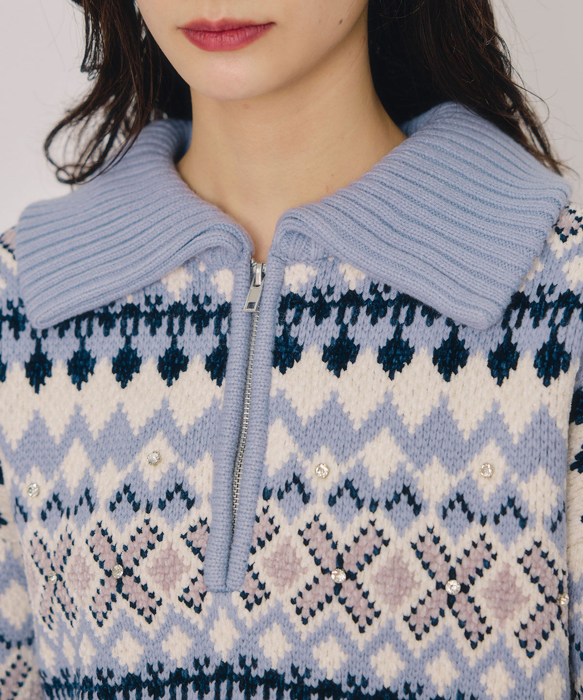REDYAZEL「ビジューノルディックデザインニットプルオーバー」|ニット・セーター|