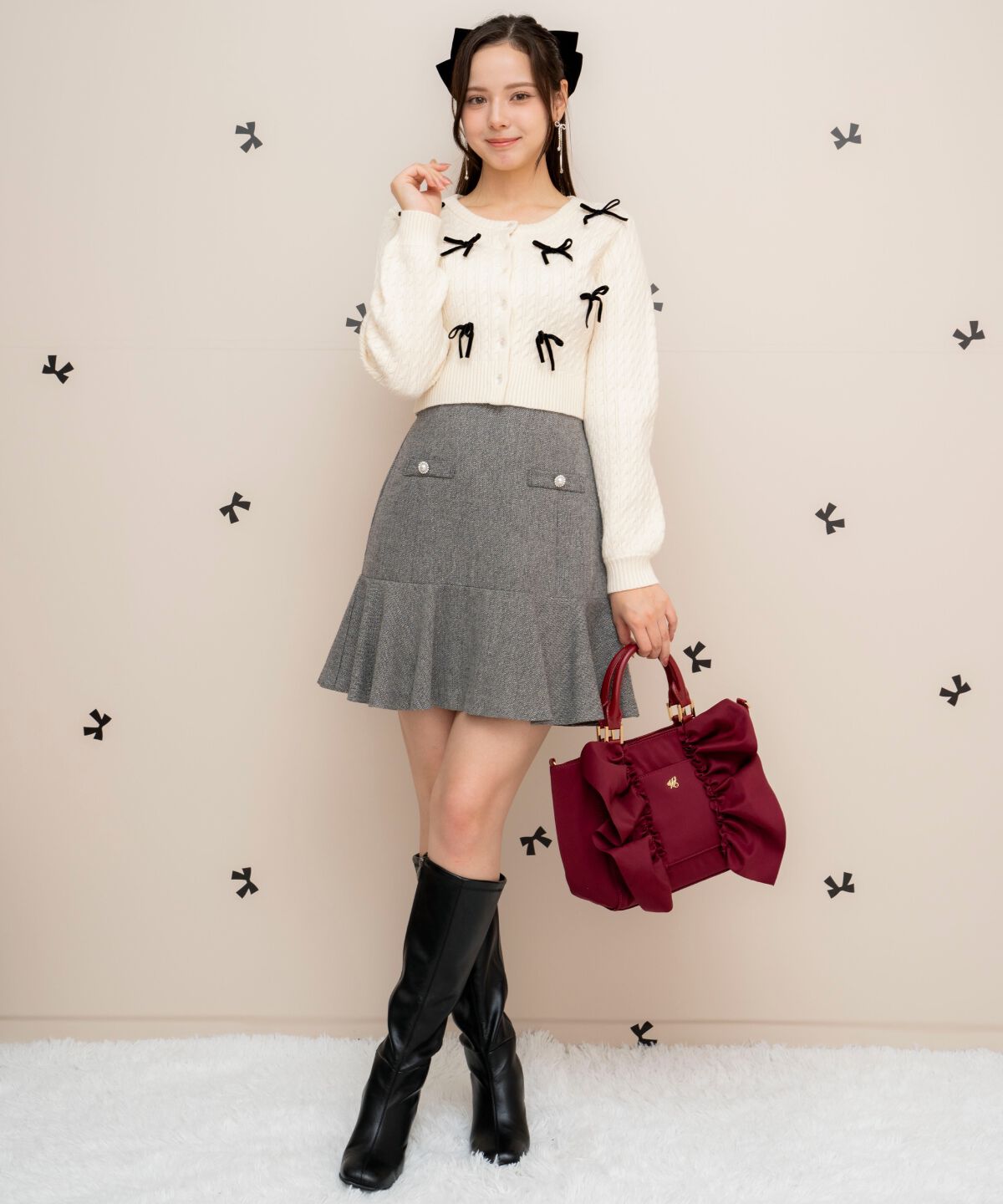 WILLSELECTION「メニーリボンケーブルカーディガン」|カーディガン|