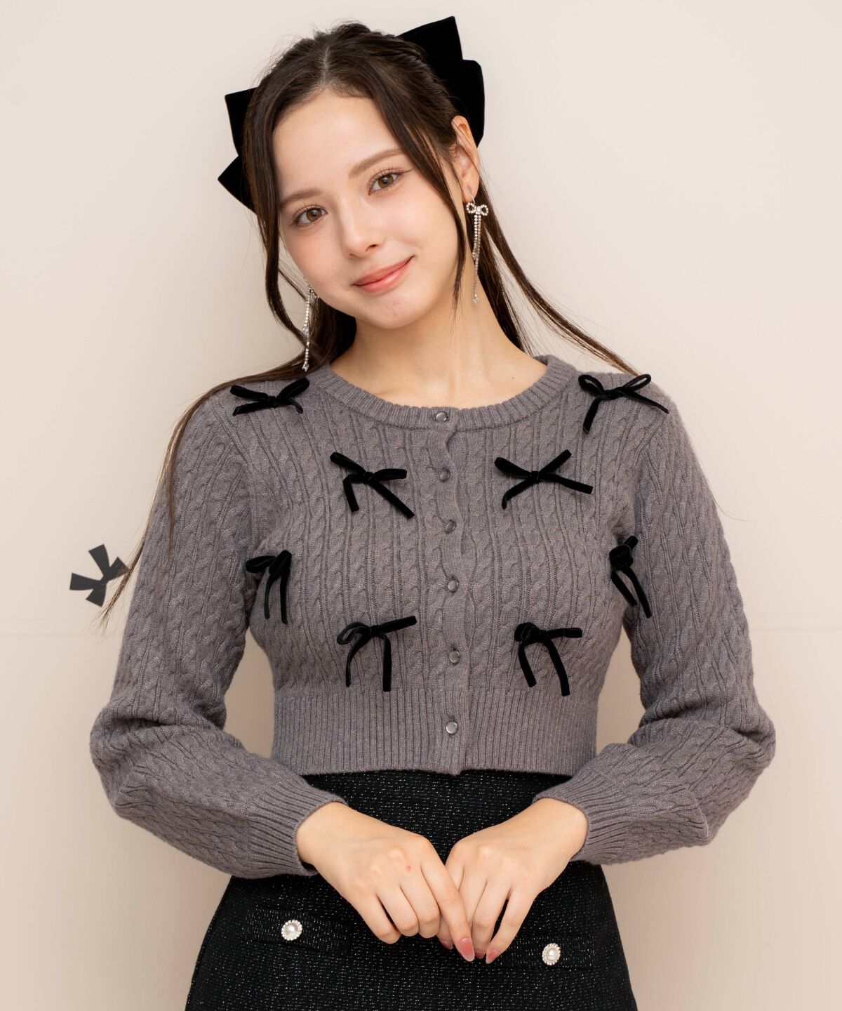 WILLSELECTION「メニーリボンケーブルカーディガン」|カーディガン|グレー