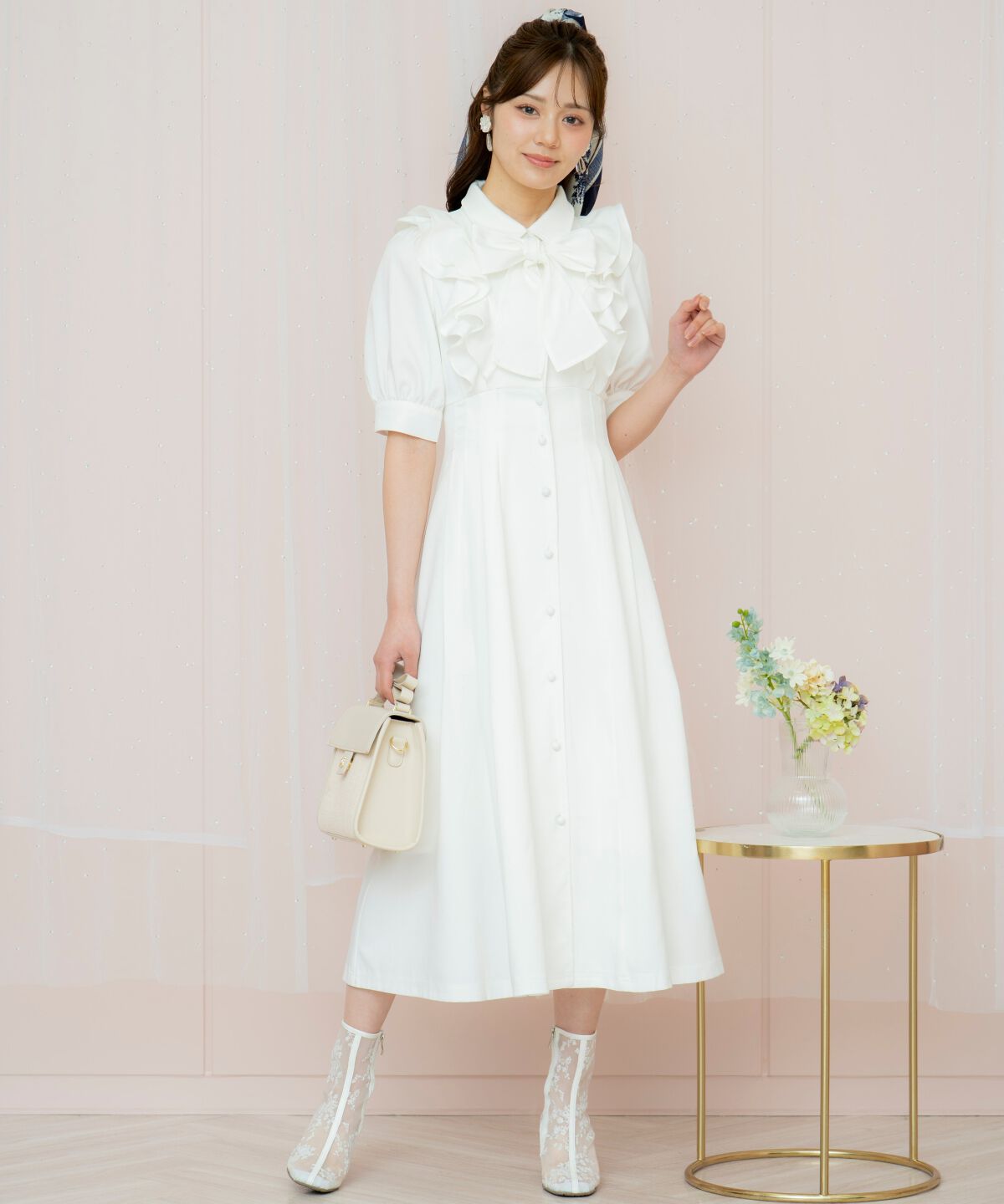 WILLSELECTION「ラッフルリボンタイシャツワンピース」|ワンピース|