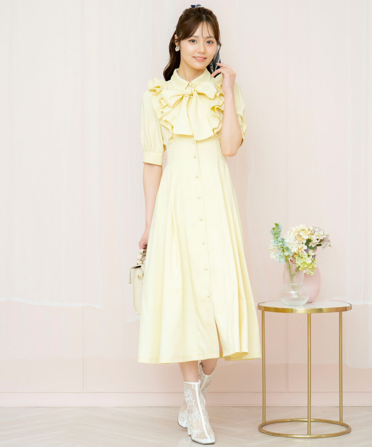 WILLSELECTION「ラッフルリボンタイシャツワンピース」|ワンピース|