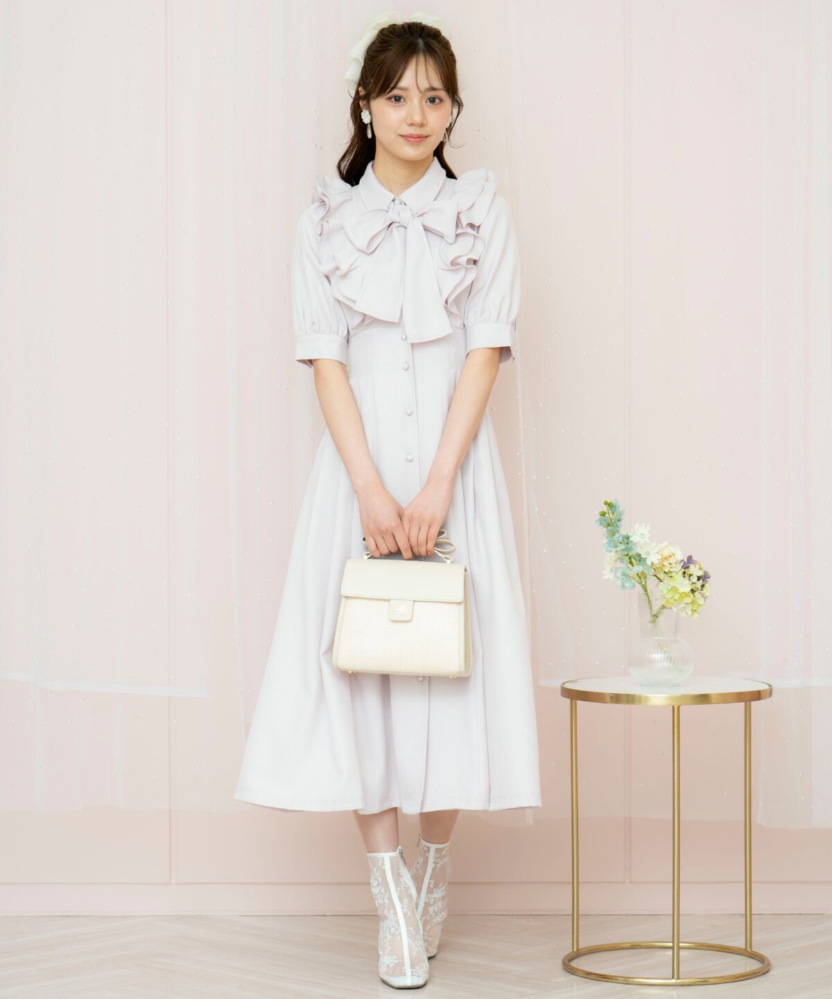 WILLSELECTION「ラッフルリボンタイシャツワンピース」|ワンピース|ピンク