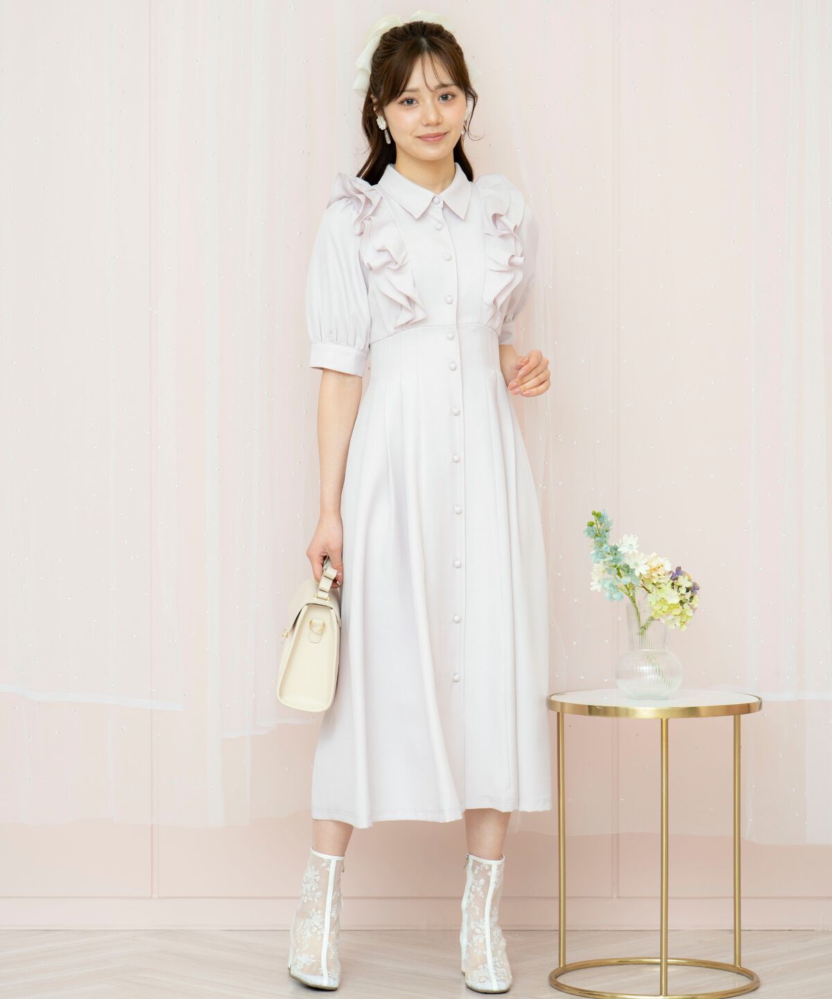 WILLSELECTION「ラッフルリボンタイシャツワンピース」|ワンピース|