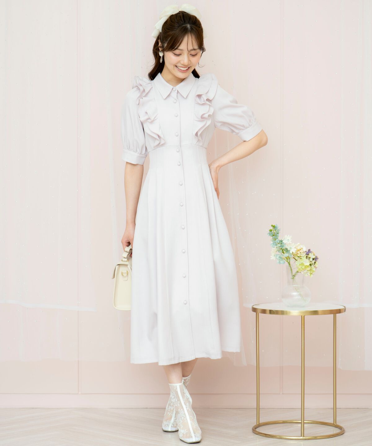 WILLSELECTION「ラッフルリボンタイシャツワンピース」|ワンピース|