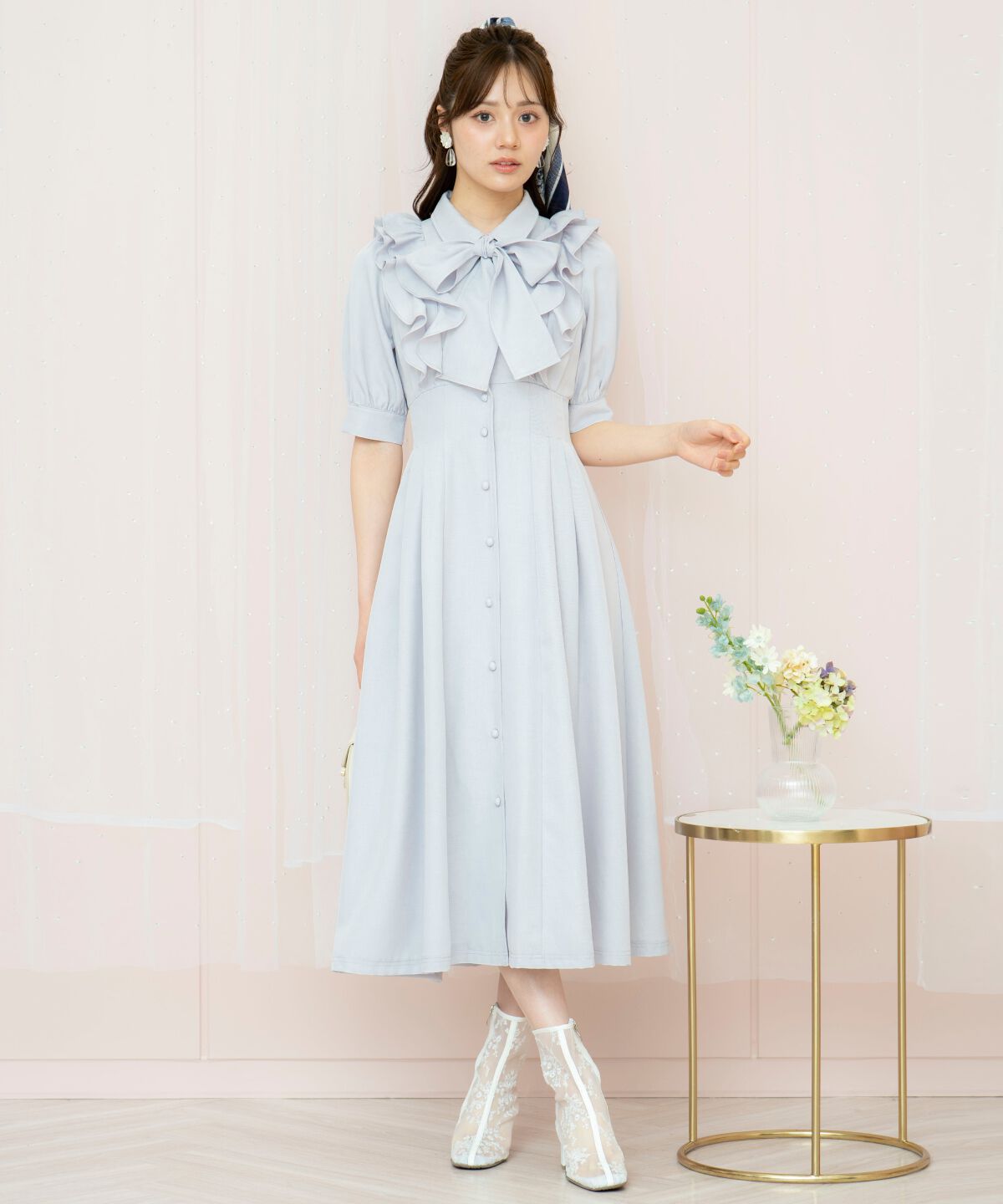 WILLSELECTION「ラッフルリボンタイシャツワンピース」|ワンピース|