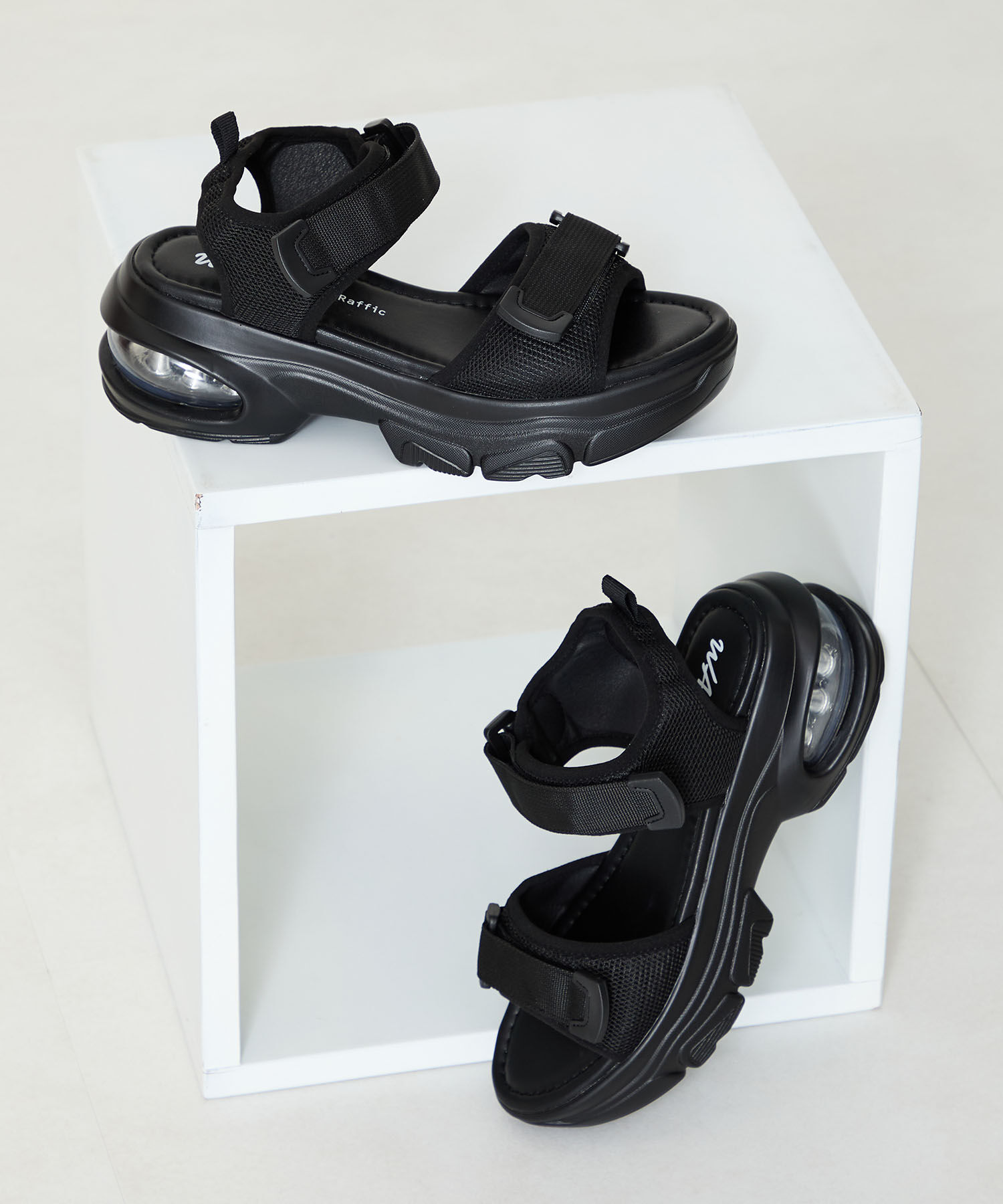 WA Oriental TRaffic「●2025春夏新作●スニーカーソールスポーツサンダル/52218 トレンド 人気 厚底 スポサン」|サンダル|BLACK