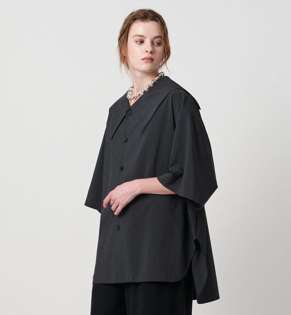 ASTRAET「＜ASTRAET＞ハーフスリーブ セーラーカラーブラウス2」|シャツ・ブラウス|BLACK