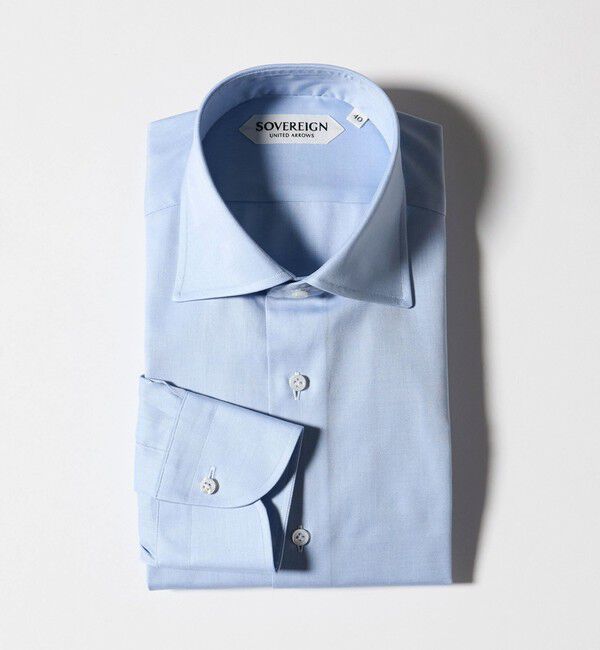 UNITED ARROWS「＜SOVEREIGN＞CANCLINI ツイル ハンドライン ワイドカラー シャツ」|シャツ・ブラウス|LT.BLUE