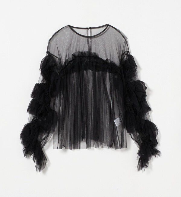 EMMEL REFINES「＜ANDRESD＞チュールレース ギャザー ブラウス＜ Select by EMMEL REFINES ＞」|シャツ・ブラウス|BLACK