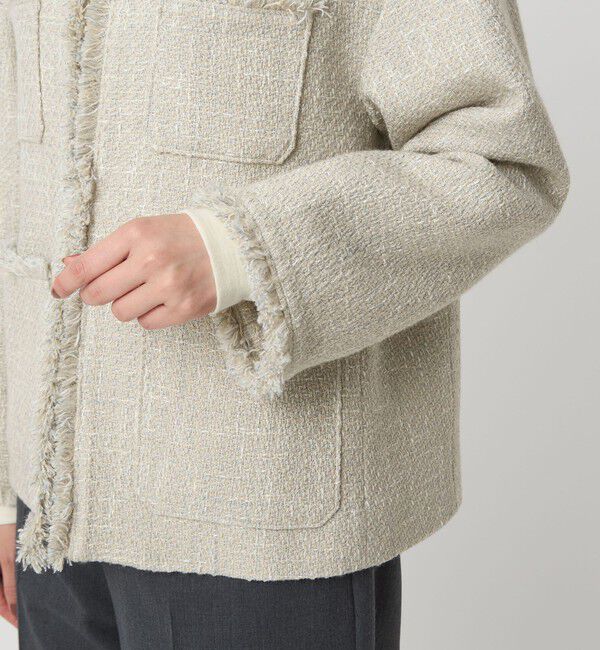 UNITED ARROWS green label relaxing「ミックスツイードライク ポケット ノーカラー ジャケット」|ノーカラージャケット|