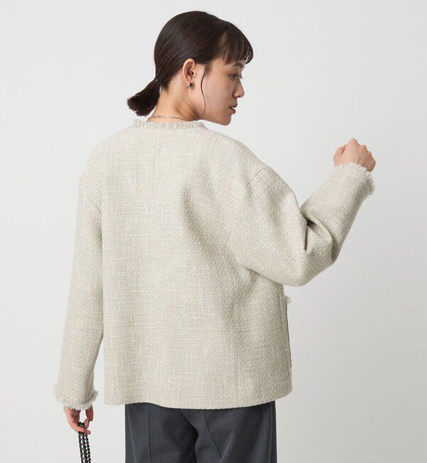 UNITED ARROWS green label relaxing「ミックスツイードライク ポケット ノーカラー ジャケット」|ノーカラージャケット|