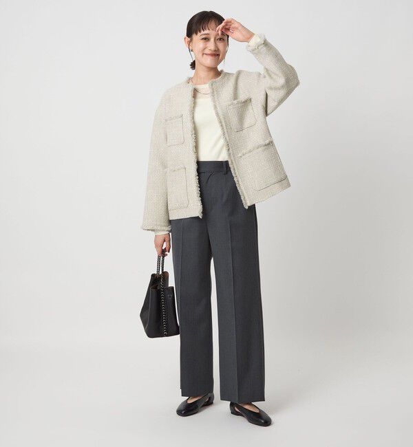 UNITED ARROWS green label relaxing「ミックスツイードライク ポケット ノーカラー ジャケット」|ノーカラージャケット|