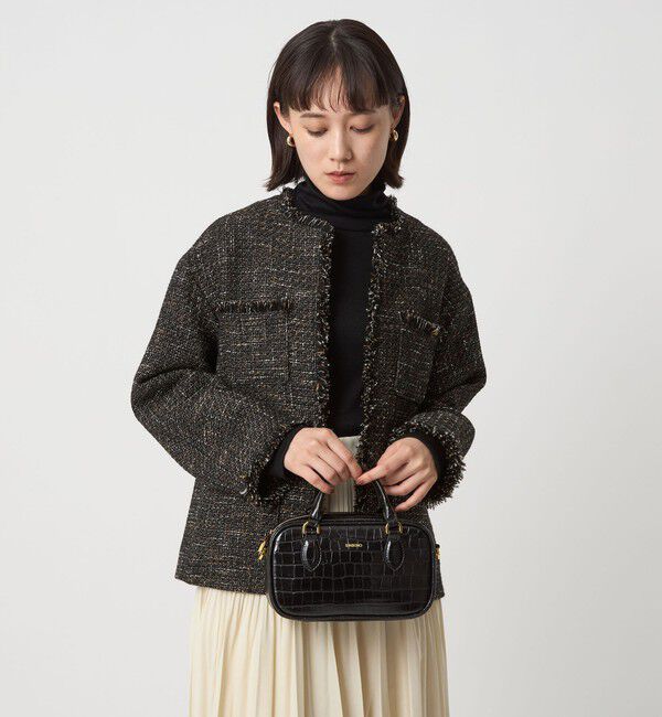 UNITED ARROWS green label relaxing「ミックスツイードライク ポケット ノーカラー ジャケット」|ノーカラージャケット|