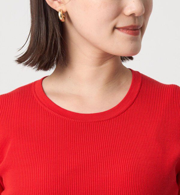 UNITED ARROWS green label relaxing「＜1_OF MINE＞リブ クルーネック 5分袖 ニット プルオーバー」|ニット・セーター|