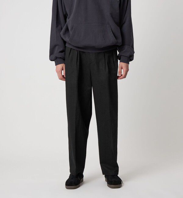 STEVEN ALAN「＜Steven Alan＞ コットン/リネン ツイル イン ツープリーツ ドレス トラウザーズ ハーフイージー」|スラックス|BLACK