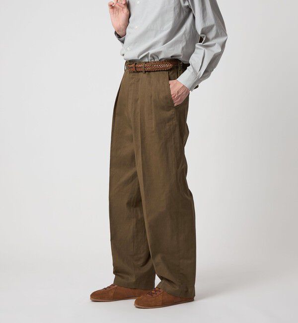 STEVEN ALAN「＜Steven Alan＞ コットン/リネン ツイル イン ツープリーツ ドレス トラウザーズ ハーフイージー」|スラックス|