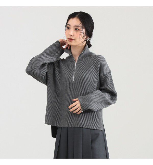 Demi-Luxe BEAMS 「BATONER / ウール リブ ハーフジップ ニット」|ニット・セーター|MERANGE_GREY