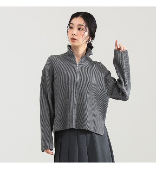 Demi-Luxe BEAMS 「BATONER / ウール リブ ハーフジップ ニット」|ニット・セーター|