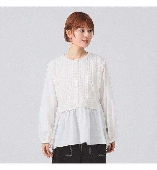 Ray BEAMS 「ケーブル ジャガード キリカエ シャツ」|シャツ・ブラウス|WHITE