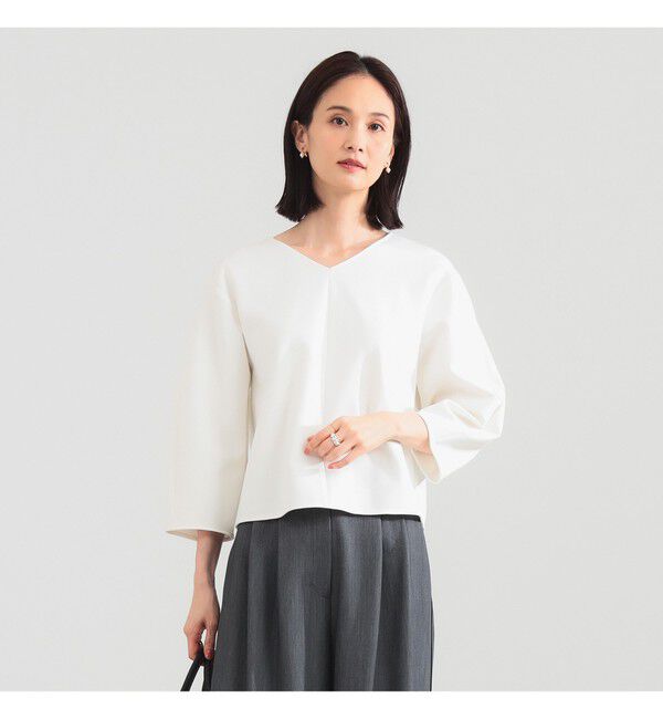 Demi-Luxe BEAMS 「レーヨン ナイロン ポンチ Vネック プルオーバー」|Tシャツ・カットソー|